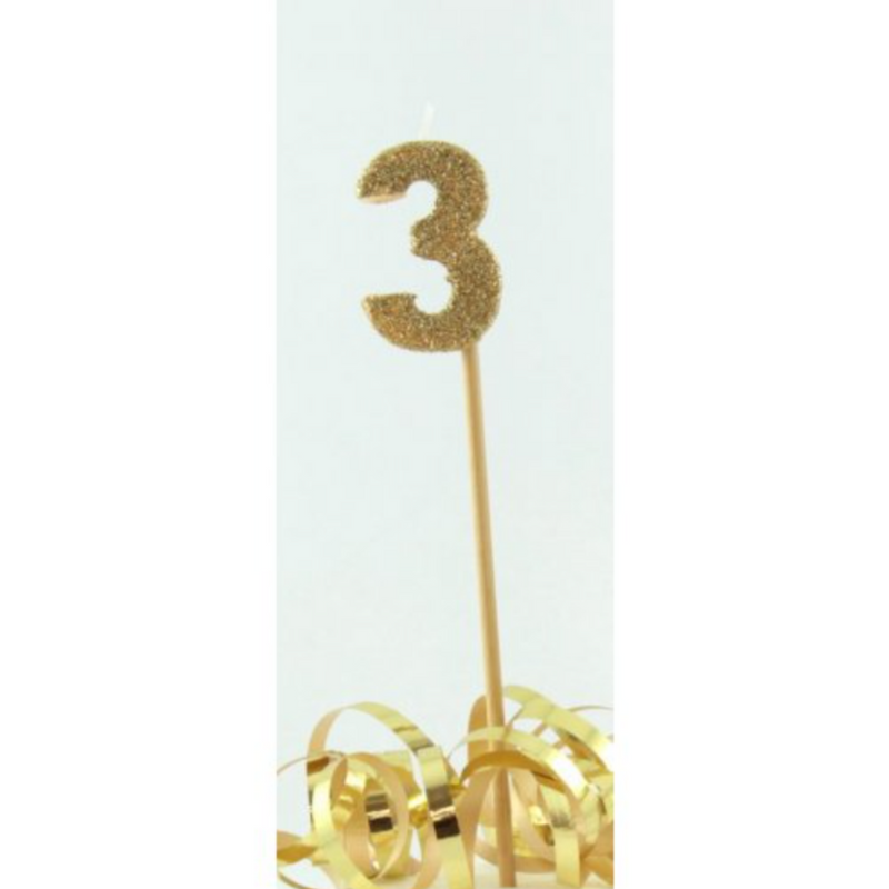 Candle Gold Glitter Long Stick #3