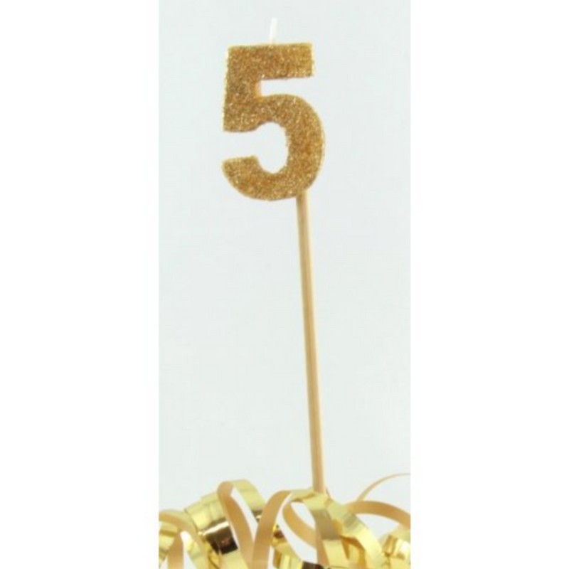 Candle Gold Glitter Long Stick #5