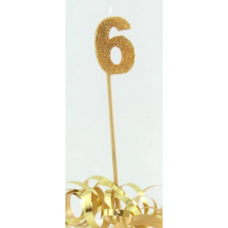 Candle Gold Glitter Long Stick #6