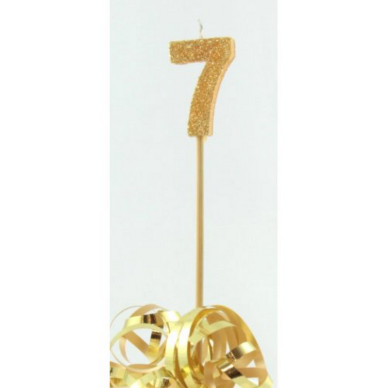 Candle Gold Glitter Long Stick #7