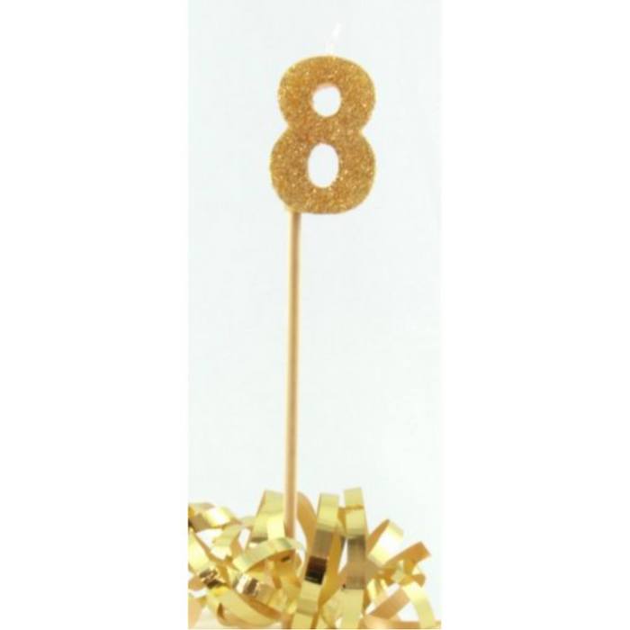 Candle Gold Glitter Long Stick #8