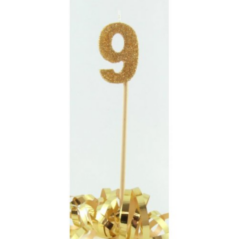 Candle Gold Glitter Long Stick #9