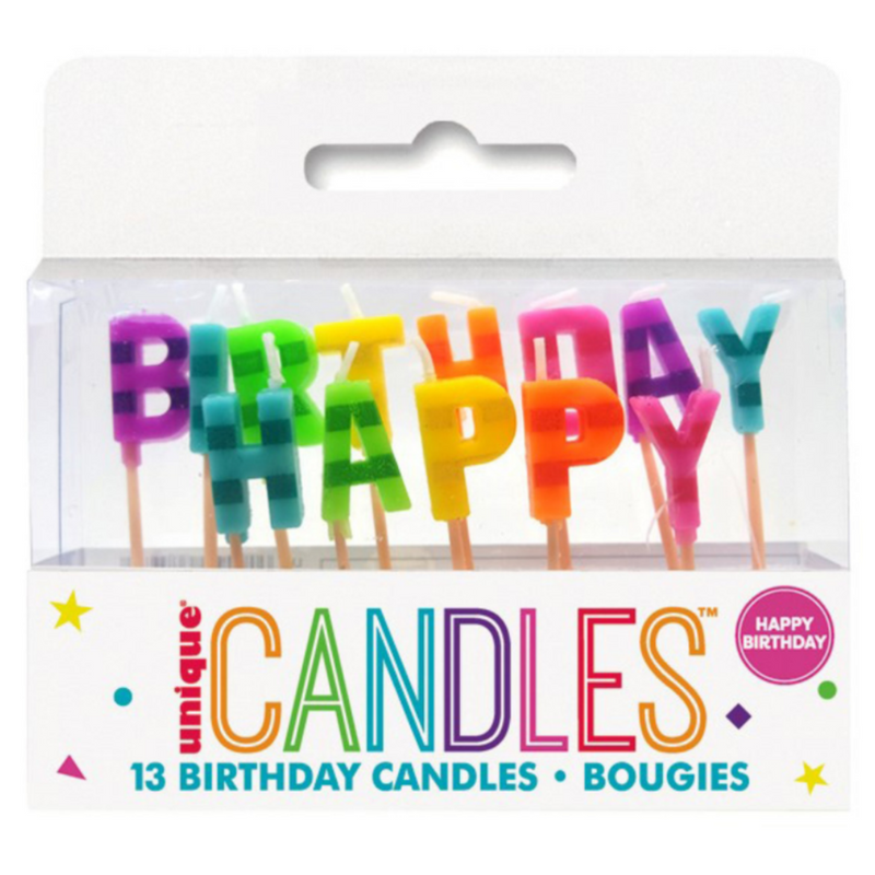 Rainbow Happy Birthday 13 Pick Candles