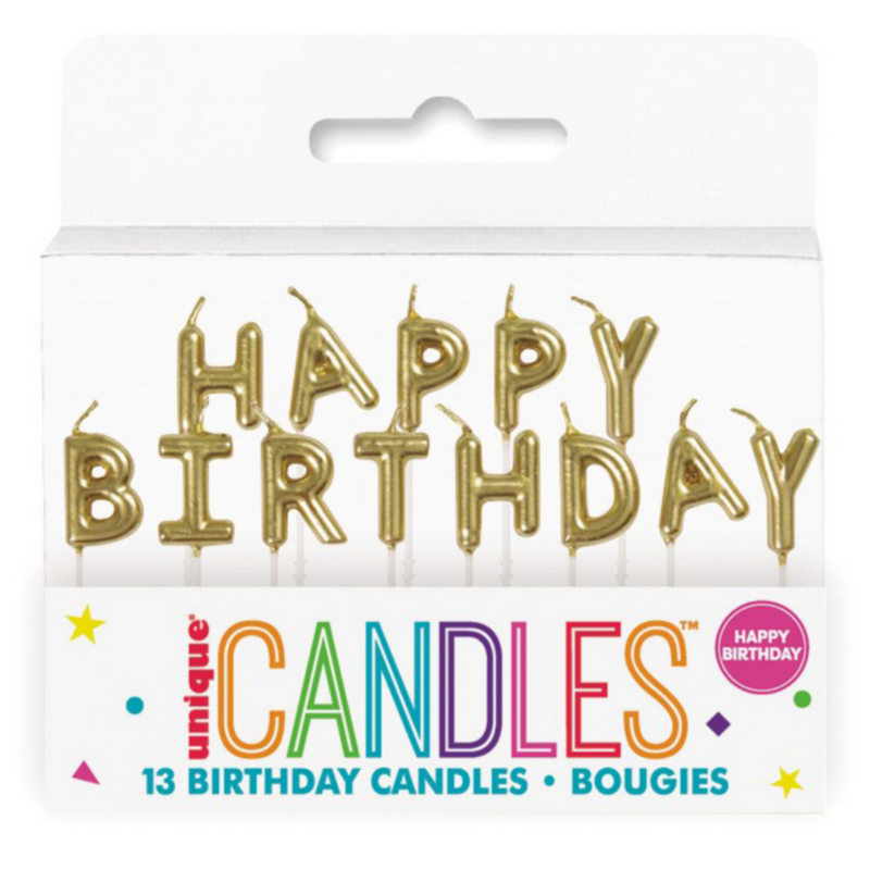 Gold Happy Birthday 13 Pick Candles