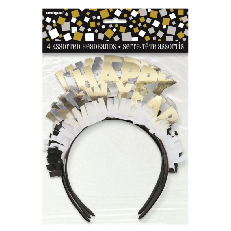 Gold and silver Happy New Year headbands