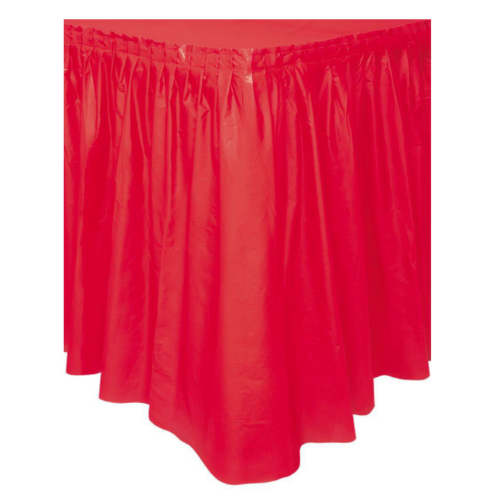 Plastic Tableskirt Ruby Red Plastic 73cm X 4.3m