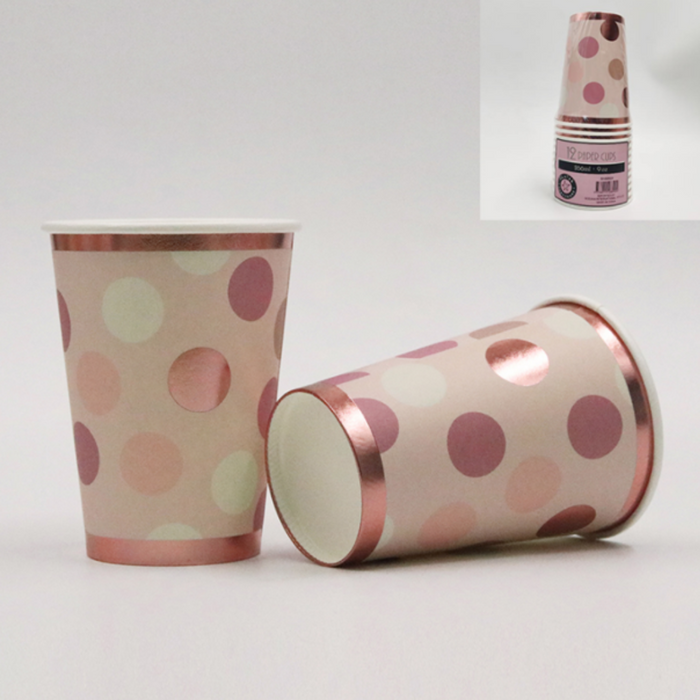 Pink Jumbo Dot Cups 266Ml Pk Of 12