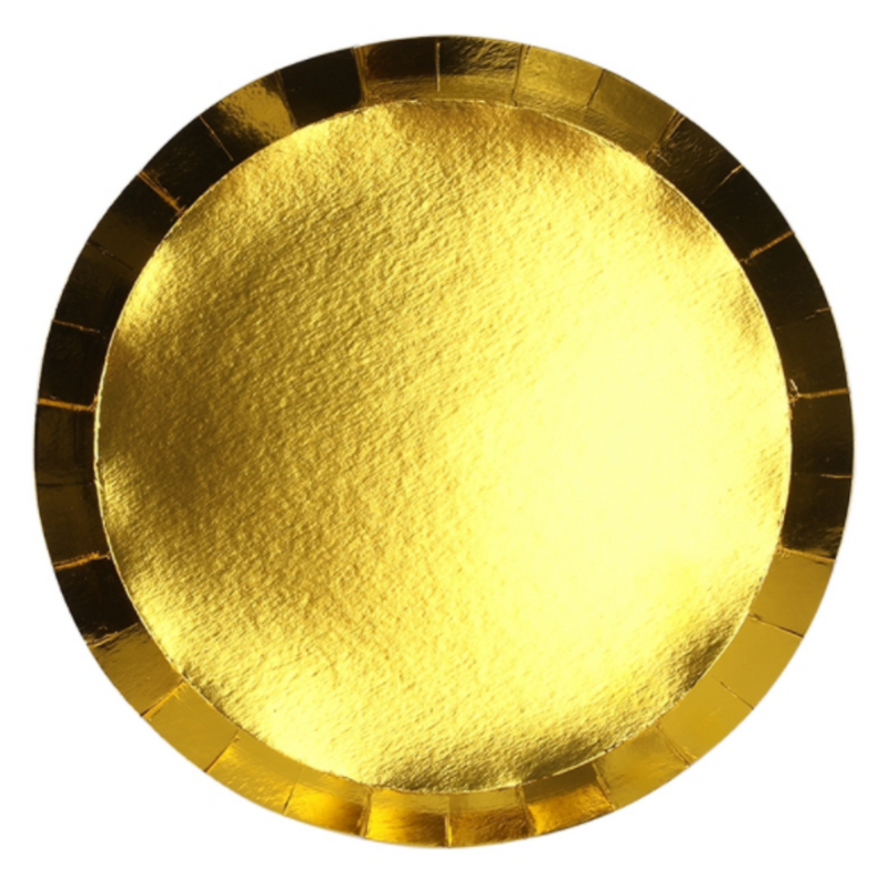 Paper Round Dinner Plate 9in Metallic Gold 10pk Five Star