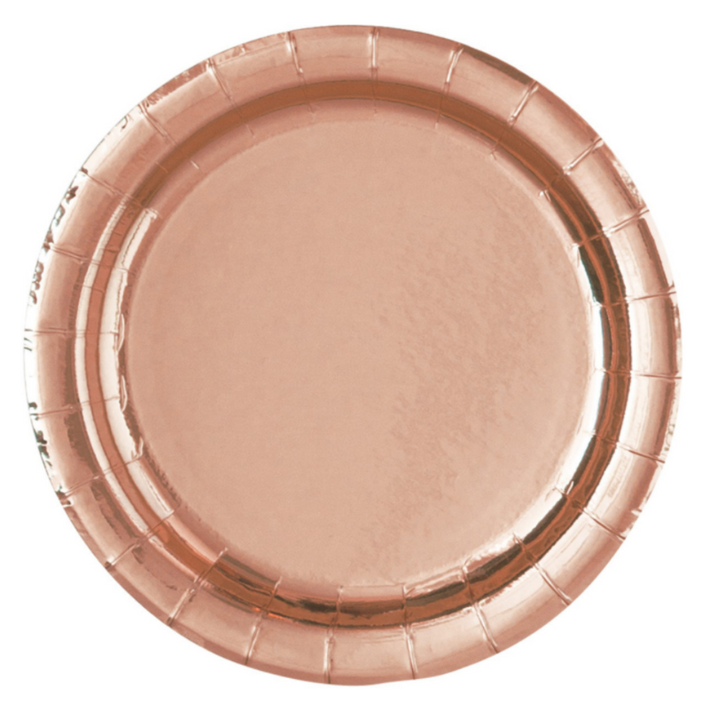 Rose Gold 23cm Round Paper Plates 8pk