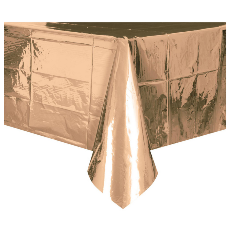 Metallic Rose Gold Plastic Tablecover Rectangle 137cm x 274cm