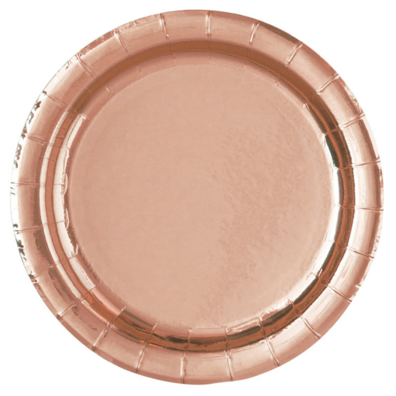 Rose Gold 18cm Round Paper Plates 8pk