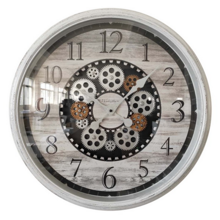 White Clock With Moving C 55Cm