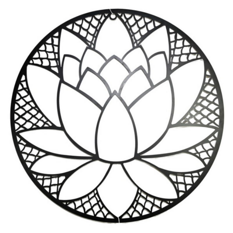 Lotus Black Metal Wall Art 75cm
