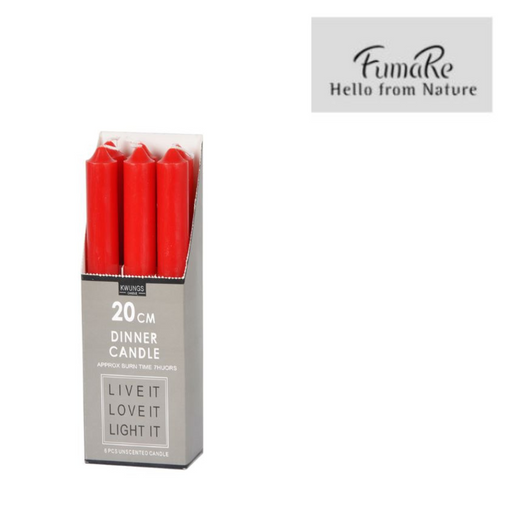 Ronis Dinner Candle Red 6pc D2.15x20cmh 1 Set Paper Box