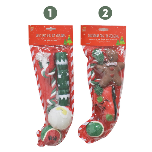 Ronis Dog Toy Stocking 4pc 2 Asstd