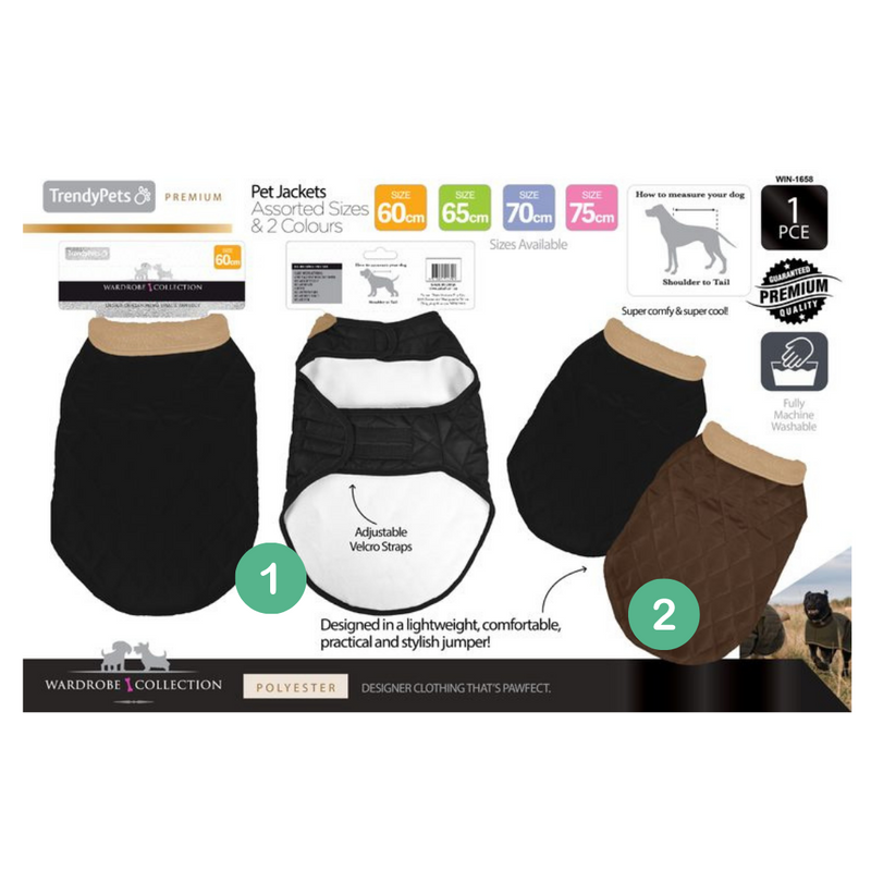 Large dog quilted jacket assorted colours sizes 60cm 65cm 70cm 75cm warm winter coat