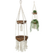 Double Macrame and Rattan Pot Holder with Tassels 90cm