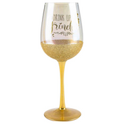 Drink Up Grinches stemless wine glass with festive red and green Grinch design – 430ml