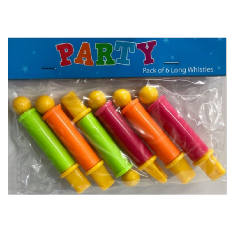 FAVOUR LONG WHISTLES 6PCS