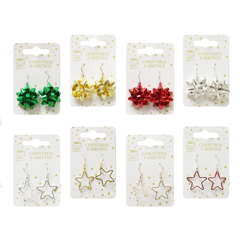 Ronis Earrings Bow Star Metal 8 Asstd