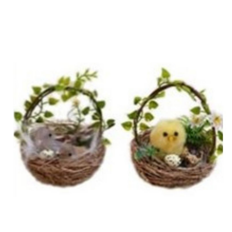 Easter Chicken Natural Basket 2 Assorted 