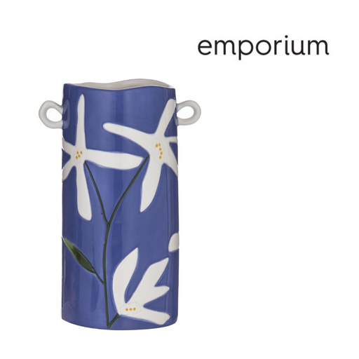 Ronis Emporium Meadow Vase 15.5x11x23cm Blue White