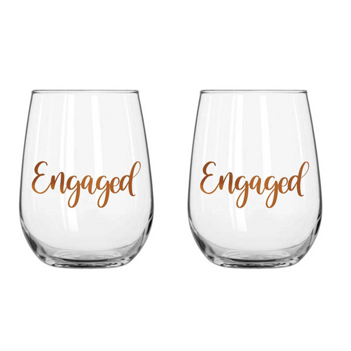 Ronis Engaged Stemless Wine Glass Set of 2 Rose Gold 600ml