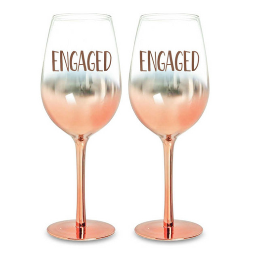 Ronis Engagement Rose Gold Ombre Wine Glass Set 430ml