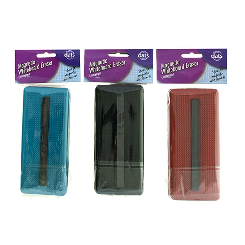 Magnetic plastic whiteboard eraser in assorted colours for cleaning dry erase marker