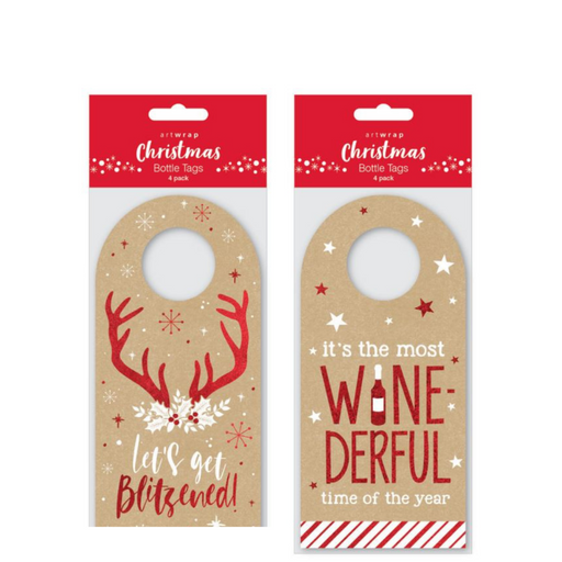 Ronis FSC Christmas Humour Bottle Tag Mix 4pk 2 Asstd