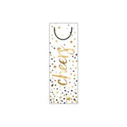 FSC Mix Christmas Bottle Gift Bag Cheers Gold – Sustainable gift bag with festive gold foil design for wine or champagne