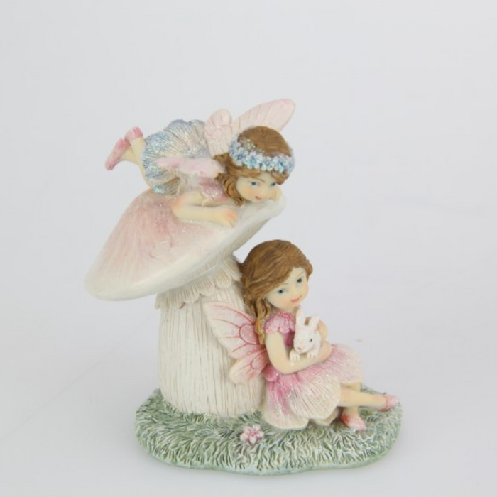 Fairy Friends Playing on Mushroom 10cm