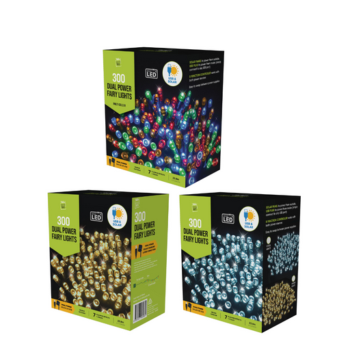 Ronis Fairy Lights LED Dual Powered 300 Lights Assorted