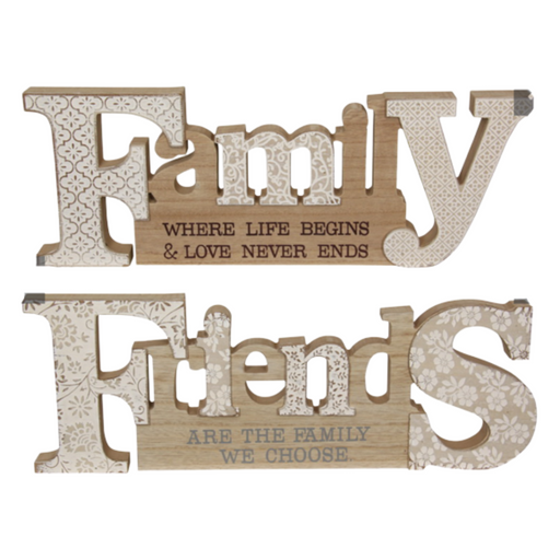 Ronis Family/Friend MDF Decor Sign 40cm Assorted