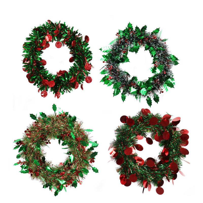 Ronis Fancy Green Tinsel Wreath 57cm Assorted
