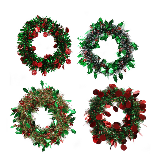 Ronis Fancy Green Tinsel Wreath 57cm Assorted