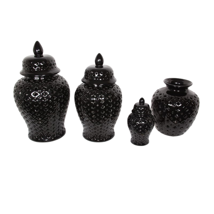 Ronis Filigree Black Vase 25cm