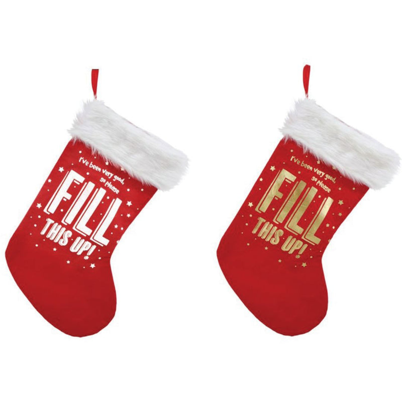Ronis Fill Up Stocking Print 60cm White And Gold Assorted