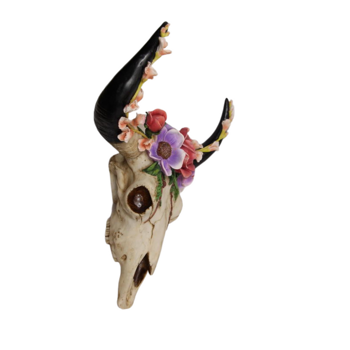 Ronis Floral Tribal Cow Skull Wall Hanger 45cm