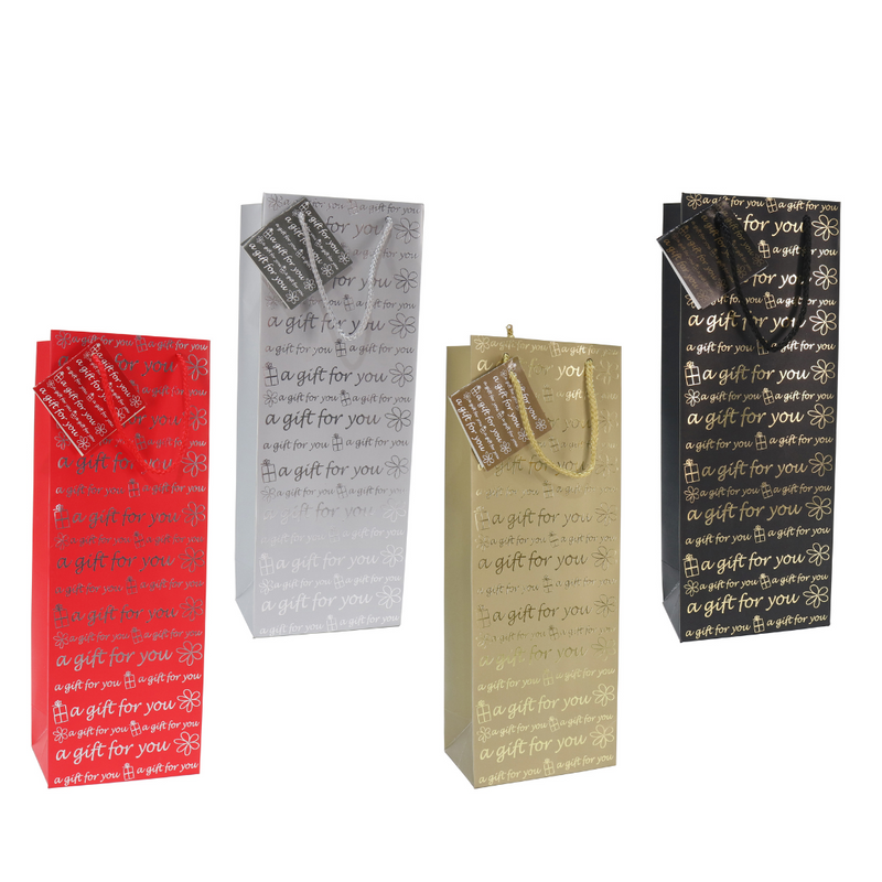 Ronis Foil Bottle Gift Bag 4 Asstd