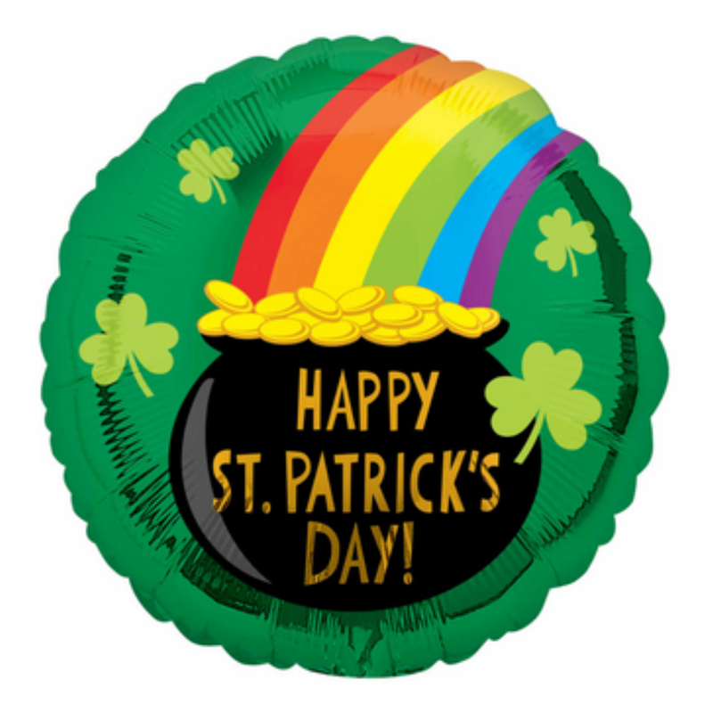 45cm “Happy St. Patrick’s Day” standard HX foil balloon (S40) with Irish-themed design for party décor and balloon bouquets