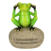 Ronis Frog on Rock with Joke Wording 12cm