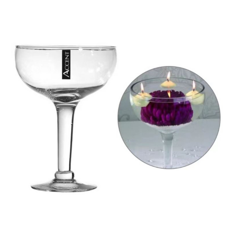 VASE GLASS CHAMPAGNE SAUCER GLASS 19.5TDX20.5DX28CMH