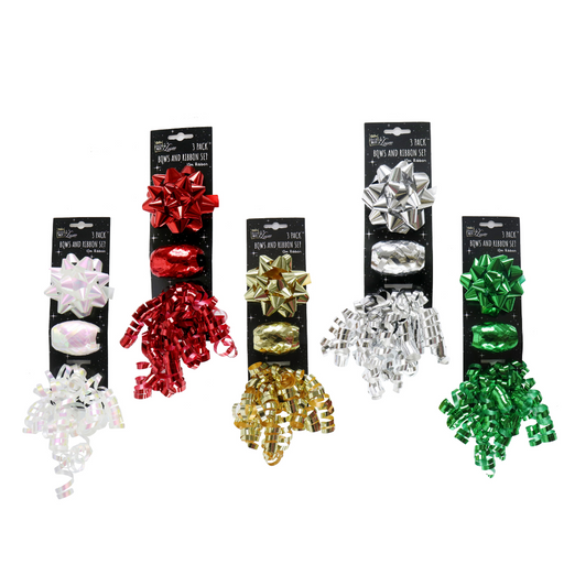Ronis Gift Bow and Ribbon 3pk 5 Asstd