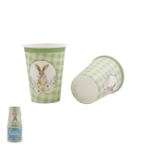 Ronis Gingham Easter Cup 266ml Mint 12pk