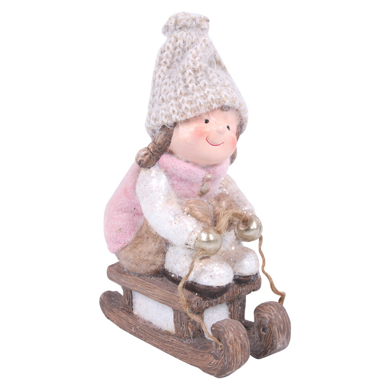 Ronis Girl on Sleigh 13.5x8x23cm