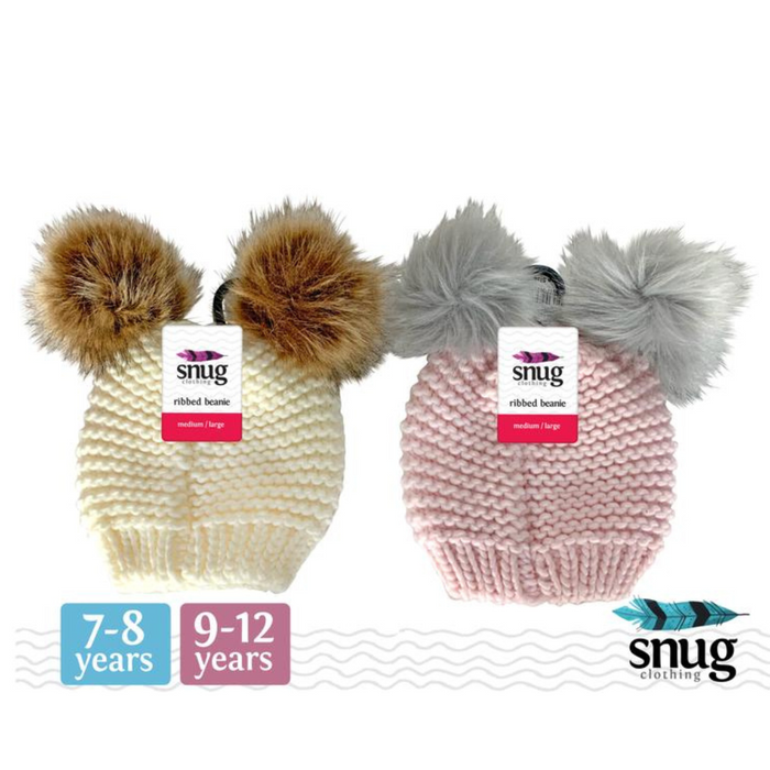 Ronis Girls Double Pompom Beanie 2 Asstd