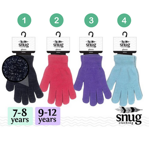Ronis Girls Full Finger Shimmer Gloves 4 Asstd