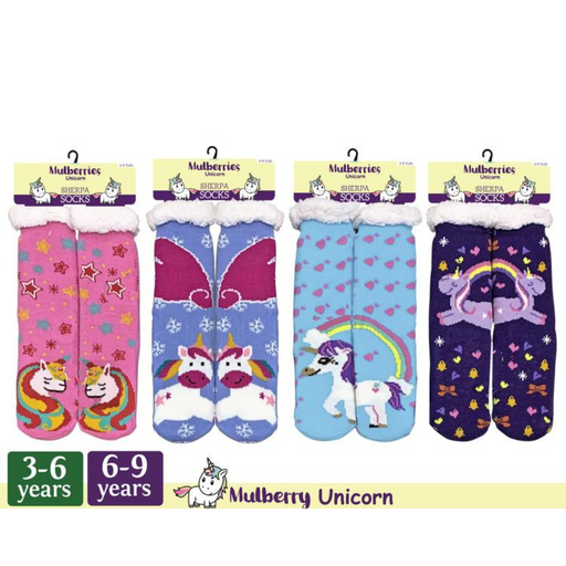 Ronis Girls Sock with Sherpa Lining A Slip 4 Asstd