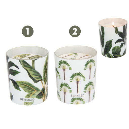 Glass Candle with Enamel Bernarzo Palm Design 200g